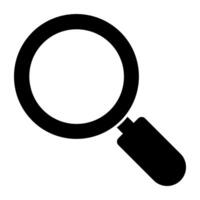 Research tool icon in solid design, magnifying glass vector