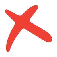 Hand drawn doodle red cross mark, x mark vector