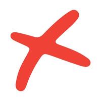 Hand drawn doodle red cross mark, x mark vector