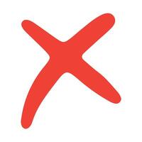 Hand drawn doodle red cross mark, x mark vector