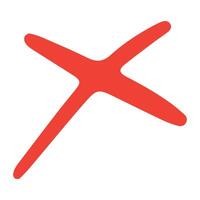 Hand drawn doodle red cross mark, x mark vector