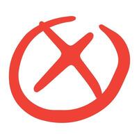 Hand drawn doodle red cross mark, x mark vector