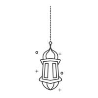 Islamic lantern line art ornament for ramadan decoration vector