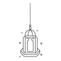 Islamic lantern line art ornament for ramadan decoration vector
