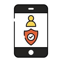 avatar con proteger dentro banda inteligente denotando concepto de móvil perfil seguridad vector