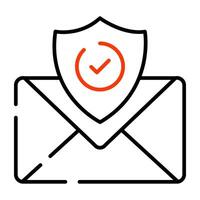 Shield with envelope denoting concept of encrypted mail vector