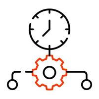 Vector design of time management, clock inside gear