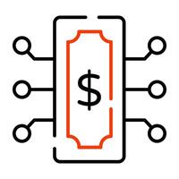 Dollar with nodes, icon of money network vector