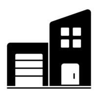 A solid design icon of commercial building, architecture vector