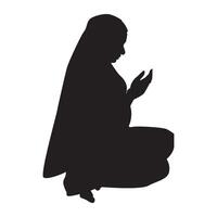 Silhouette of Muslim Praying, Muslim Shalat Silhouette Vector