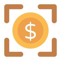 Dollar with reticle, financial focus icon vector