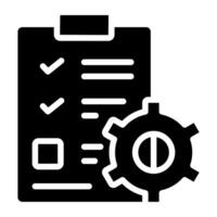 Checklist with gear, icon of list management vector