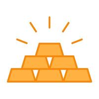Icon of ingots, flat design of gold bricks vector