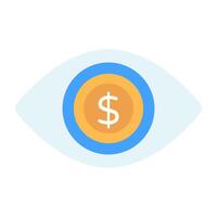 Editable flat design of dollar eye icon vector