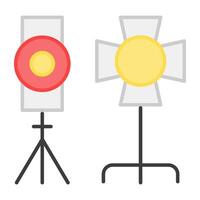 A flat design icon of floodlights, studio lights vector