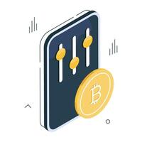 Editable design icon of bitcoin equalizer vector