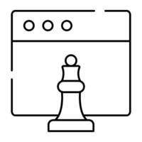 Chess piece on web page, concept of digital strategy vector