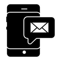 Letter with smartphone, vector design of mobile mail