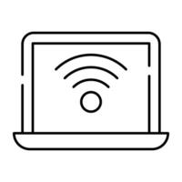 Wifi signals inside laptop, concept of connected laptop vector