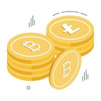 An icon design of crypto coins, editable vector