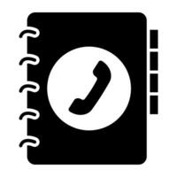 Contact book icon in solid design vector