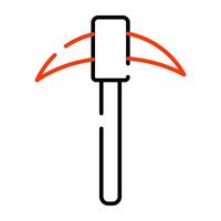 Wood cutting tool icon, linear design of pickaxe vector
