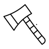 Wood cutting tool icon, linear design of axe vector