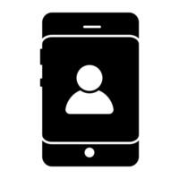 Avatar inside smartphone, icon of mobile profile vector