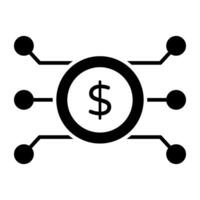 Dollar with nodes, icon of financial network vector