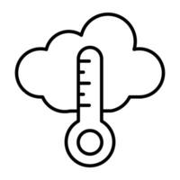 A linear design icon of cloud with thermometer, weather forecast vector