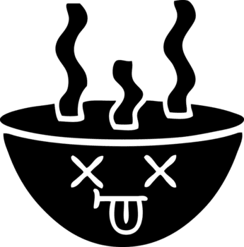 Linie Zeichnung Karikatur von ein Schüssel von heiß Suppe solide schwarz Symbol png