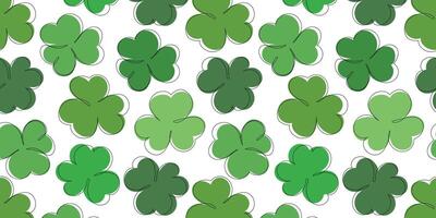 Clover outline pattern. St. Patrick's Day background. Vector background with shamrock. Sample symbol of Ireland. Green grass clover pattern background.