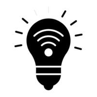 Wifi signals inside light bulb, icon of smart idea vector