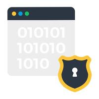 An icon design of web security, website with locked shield vector