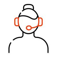 avatar vistiendo auriculares icono de csr vector