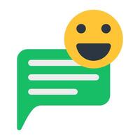 Chat bubble with emoji, icon of feedback vector