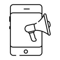 Megaphone with smartphone showcasing mobile marketing icon vector