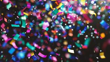 AI generated Colorful confetti on bokeh background photo