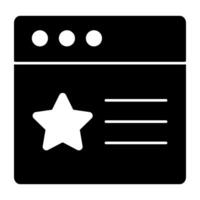 Star on web page symbolising favourite website icon vector
