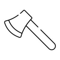 Wood cutting tool icon, linear design of axe vector