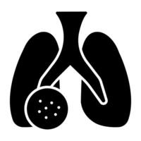 Human respiratory organ icon, glyph design of infected lungs vector