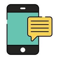 Chat bubble with smartphone showcasing mobile chat icon vector