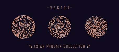 Asian traditional phoenix pattern ancient Chinese phoenix vector