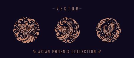 Asian traditional phoenix pattern ancient Chinese phoenix vector