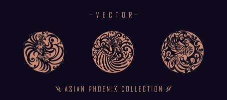 Asian traditional phoenix pattern ancient Chinese phoenix vector