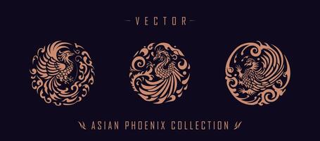 Asian traditional phoenix pattern ancient Chinese phoenix vector