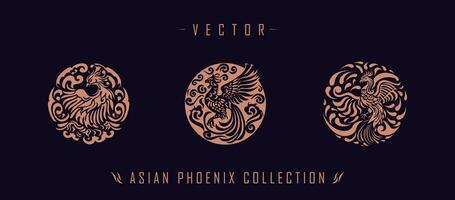 Asian traditional phoenix pattern ancient Chinese phoenix vector