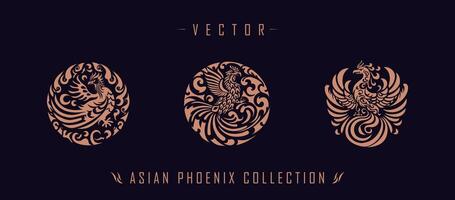 Asian traditional phoenix pattern ancient Chinese phoenix vector