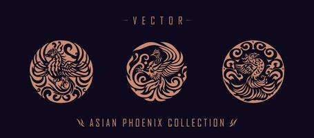 Asian traditional phoenix pattern ancient Chinese phoenix vector