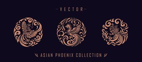 Asian traditional phoenix pattern ancient Chinese phoenix vector